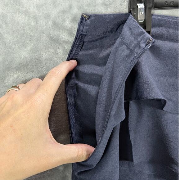 August Silk Skirt Womens 12 Asymmetrical Tiers Ruffles Blue Polyester Short - Picture 9 of 10